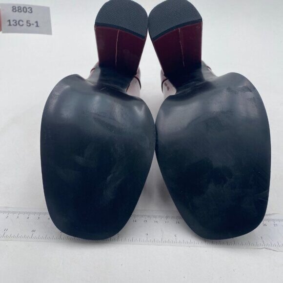 FOWT Red High Block Heels Loafers Square Toe Pumps Walking Shoes School Oxfords - Picture 7 of 8